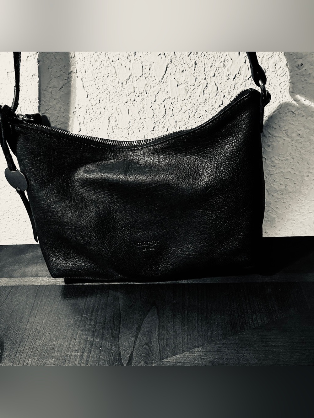 Margot Black Leather Crossbody Bag
